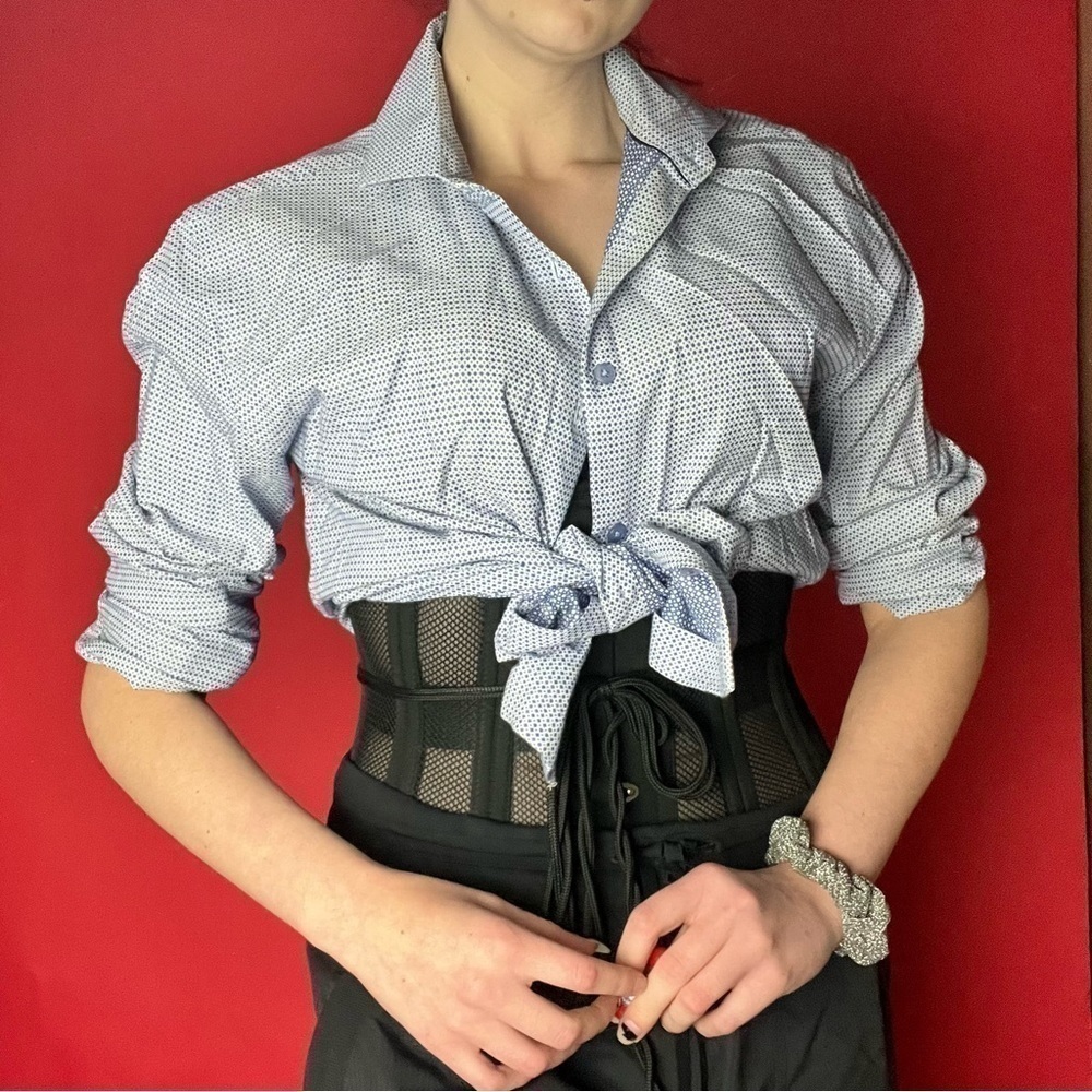 Blue and white button up shirt 💙🤍​​​​​​​​​​​​​​​​​​​​​
